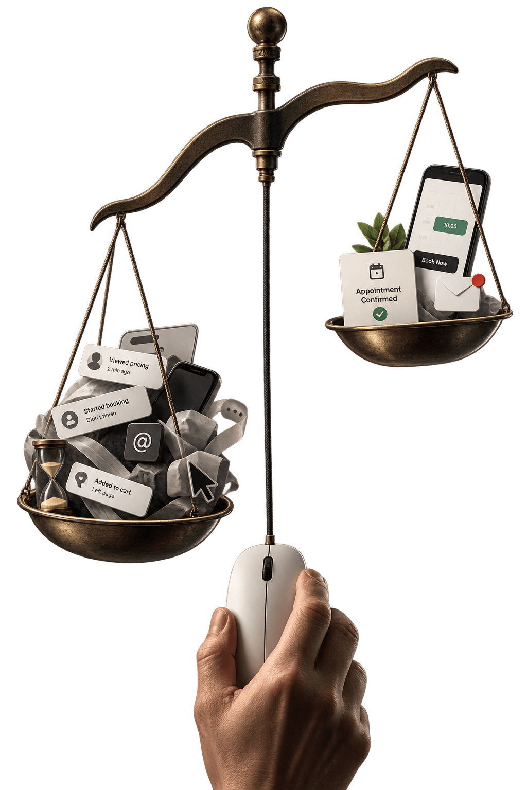 Scale balancing unfinished enquiries against a confirmed appointment